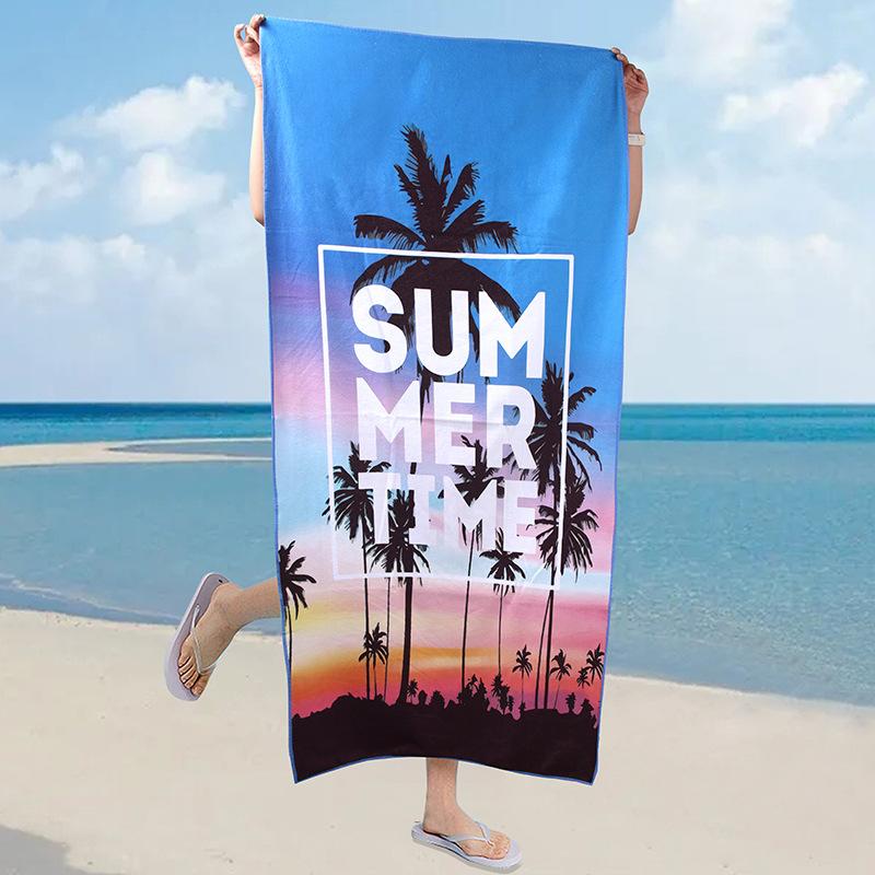 70150 Heat Transfer Printing Microfiber Shawl Portable Quick-drying Bath Towel 0830 Tropical Coconut Tree 70X150cm