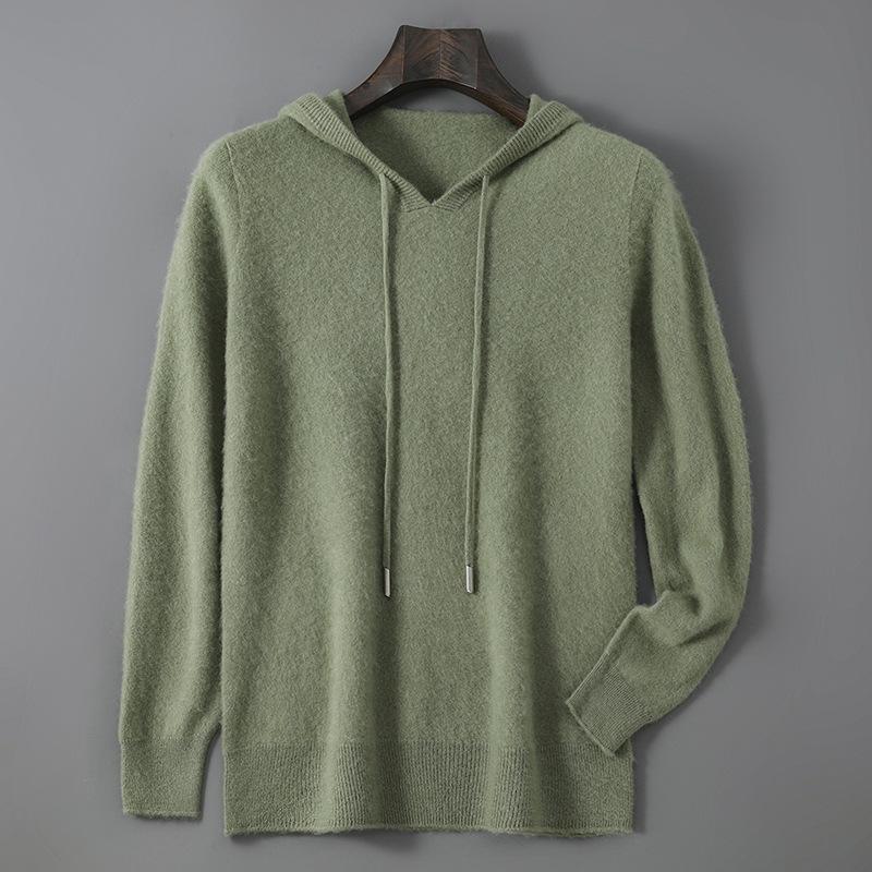 Mens Relaxed-fit Hooded Sweatshirt With Long Sleeves For Casual Wear Bean Green 2XL