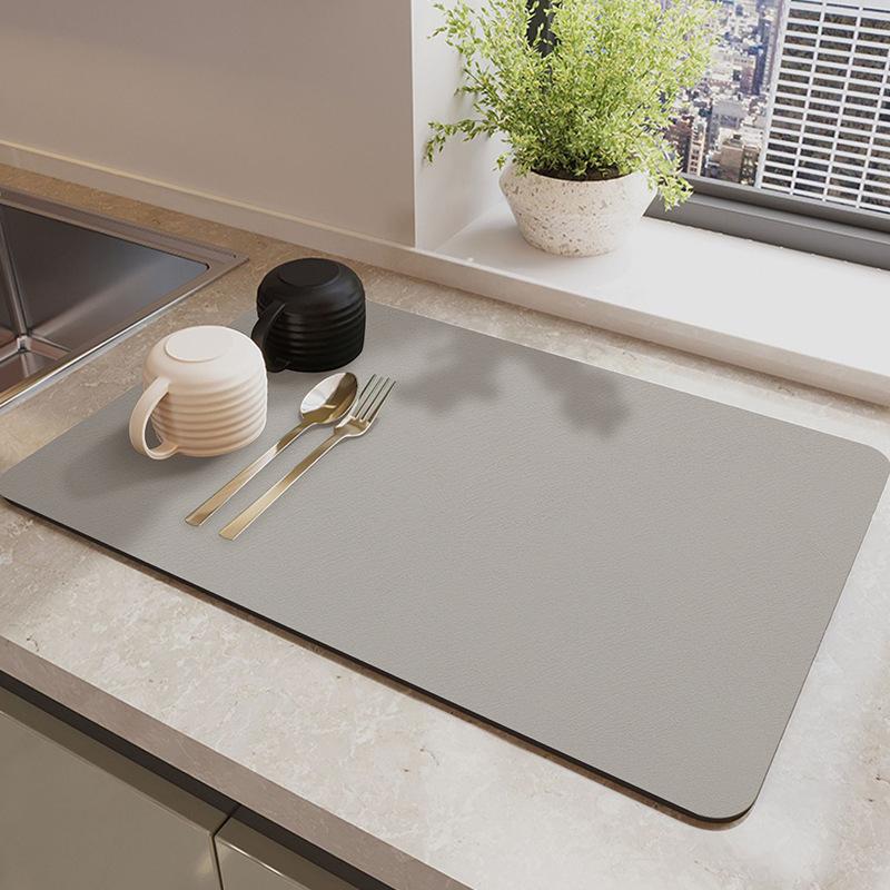 Hydrophilic Pad Bar Cup Water Draining Pad Dish Drying Mat Bar Coffee Machine Mat Light Gray 30X40CM