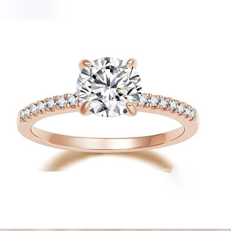 Four-prong Setting Zircon Womens Casual Ring Rose Gold US10