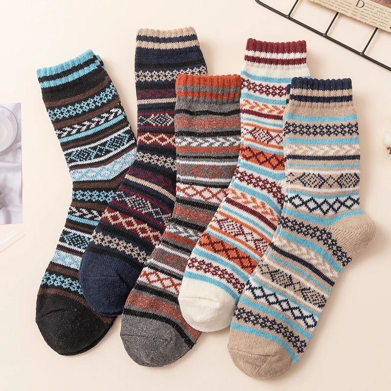 Men's Ethnic Style Terry Cloth 5 Pairs Of Free Size