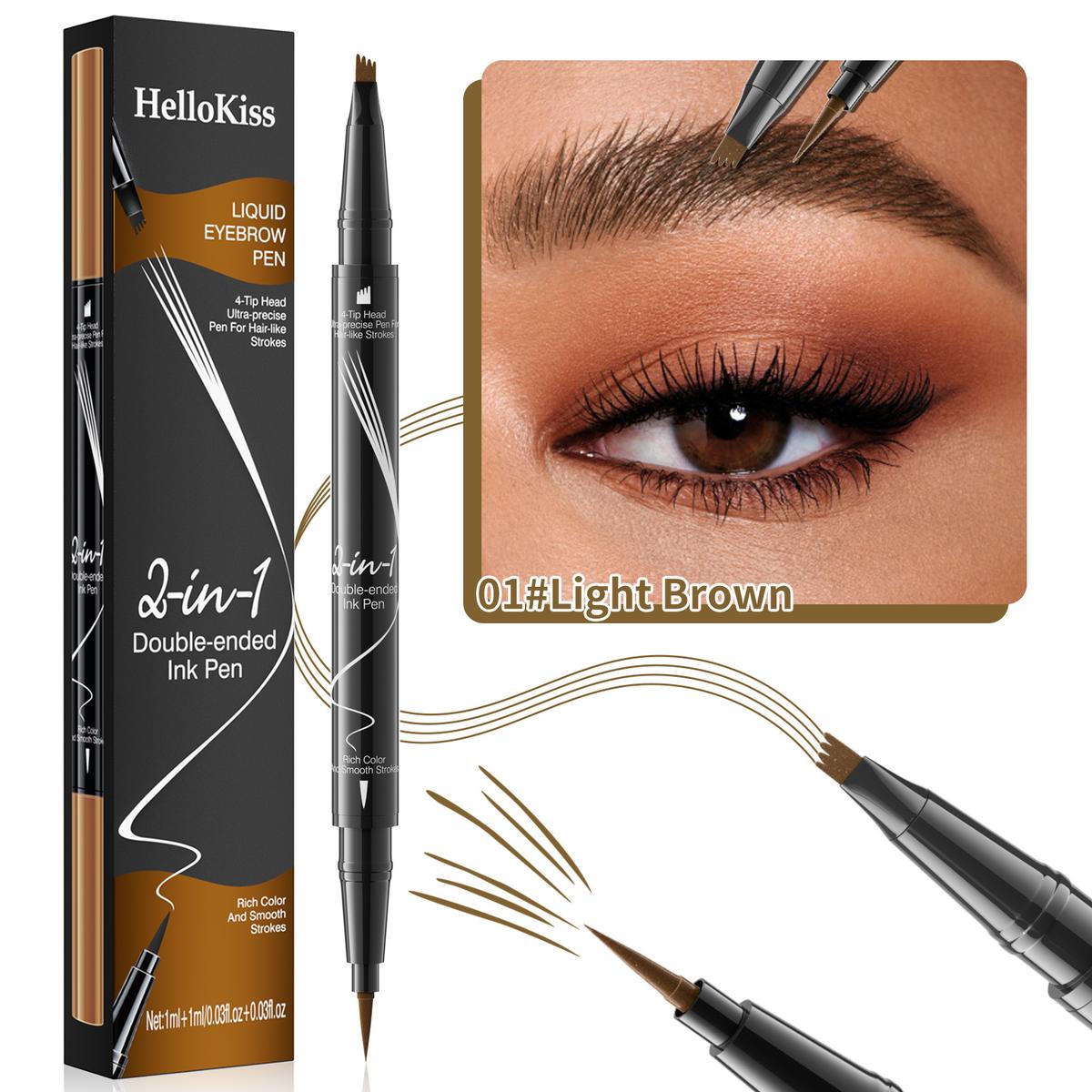 Double-headed Liquid Eyebrow Pencil Quick-drying Sweat-resistant Not Smudge 01 Light Brown