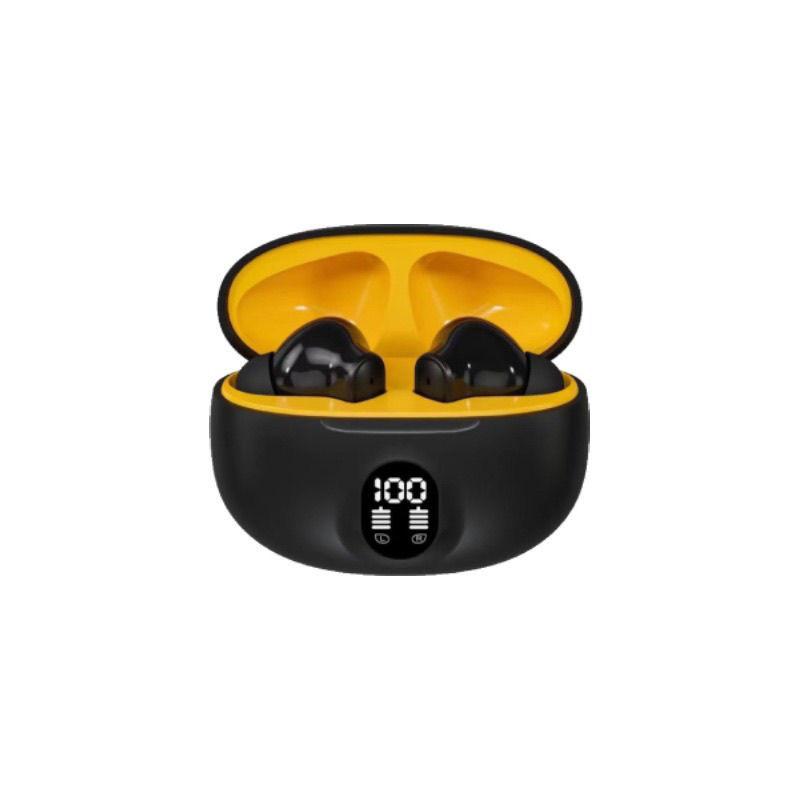 Digital-display Wireless High-fidelity In-ear Noise-canceling Bluetooth Earbuds With Ultra-long Battery Life Black Full Set