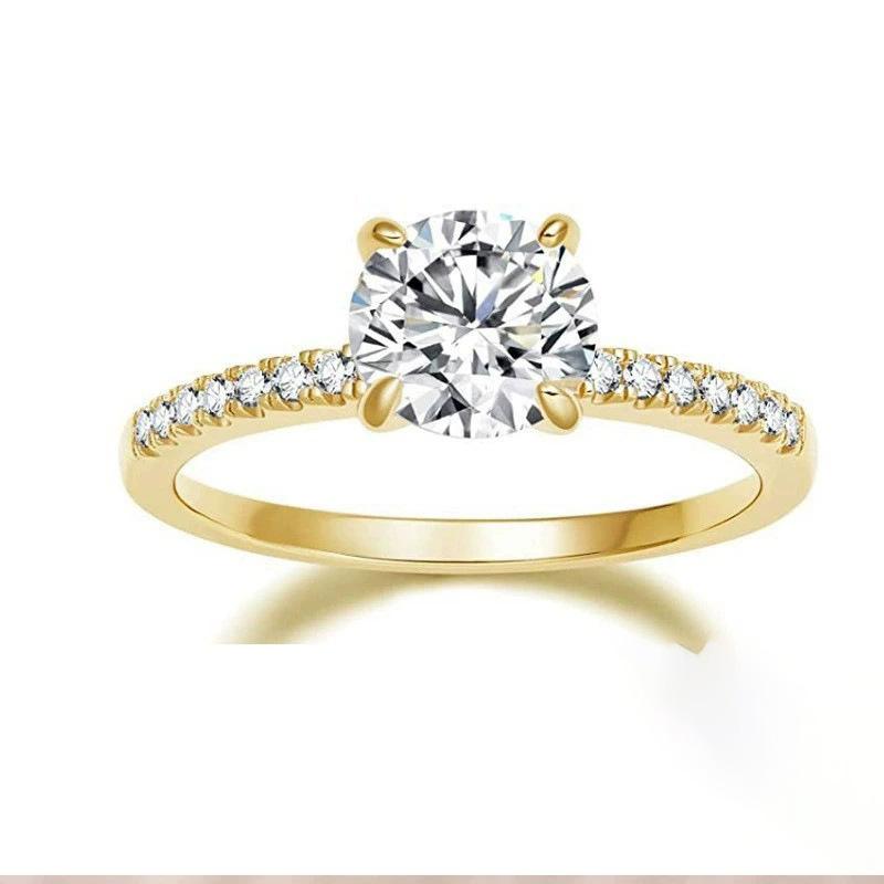 Four-prong Setting Zircon Womens Casual Ring Gold US4