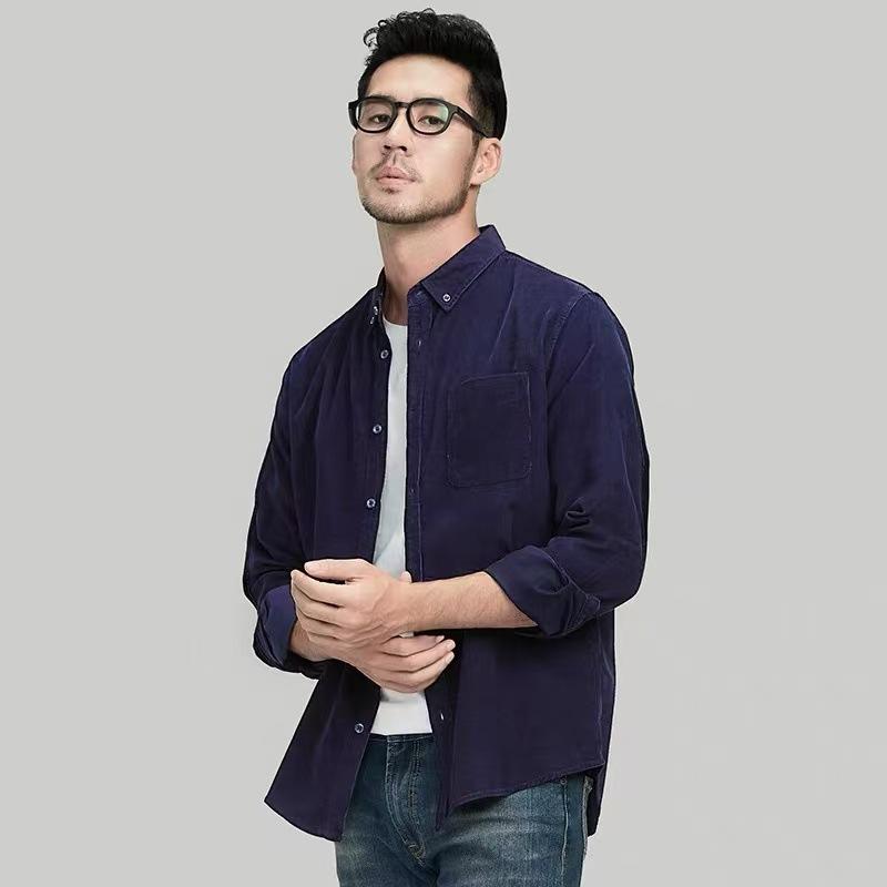 Casual Long-sleeve Shirt For The Business-savvy Man Dark Blue 2XL