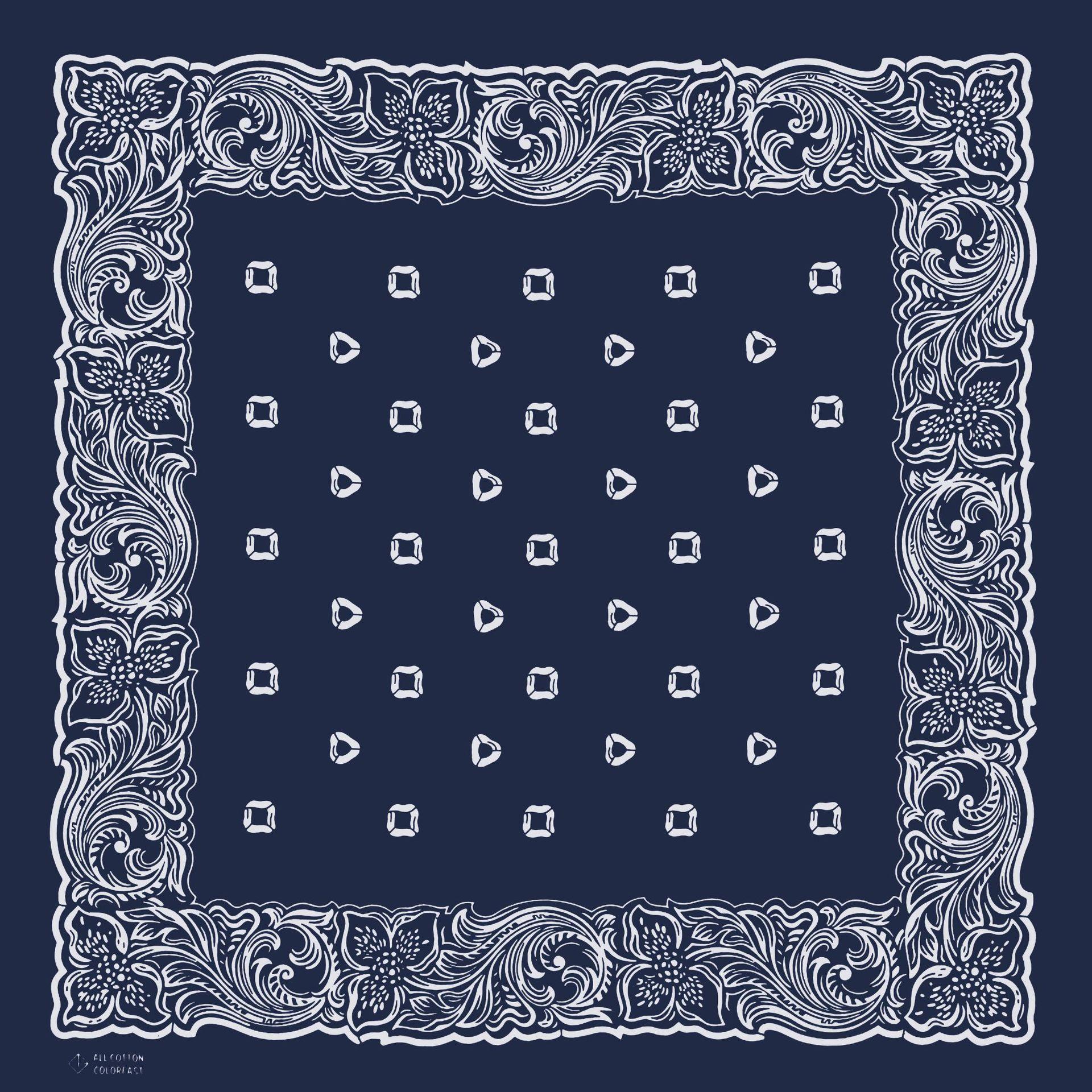 55cmx55cm Navy Blue Flower Cashew