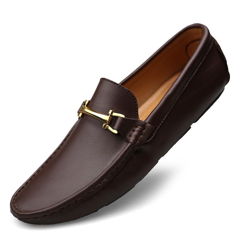Gommino Men's Korean Fashion Slip-on Dark Brown 38