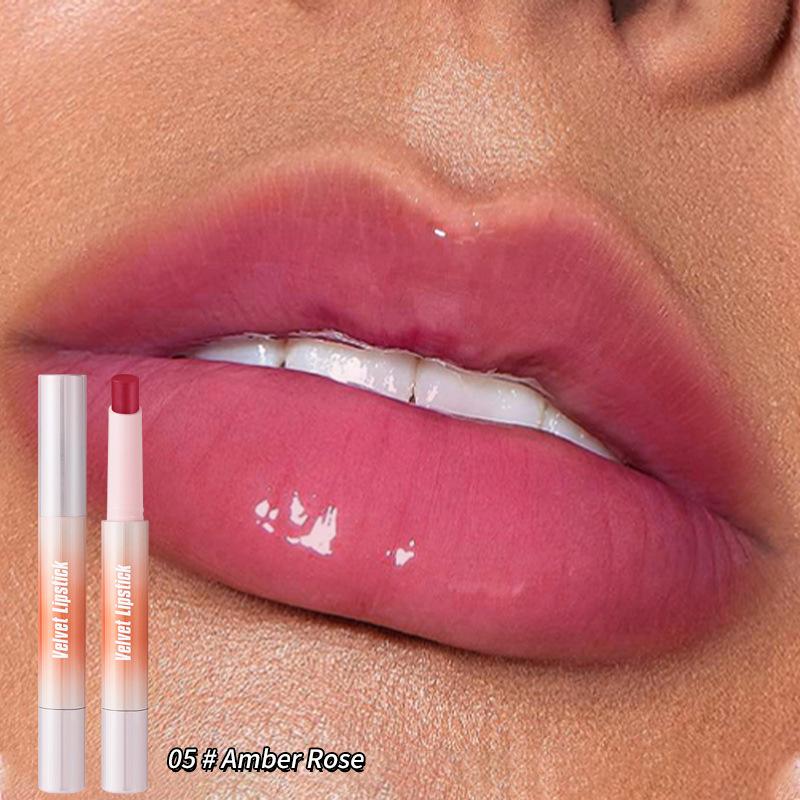 Velvet Air Matte Finish Lipstick No Stain On Cup Amber Rose 2g