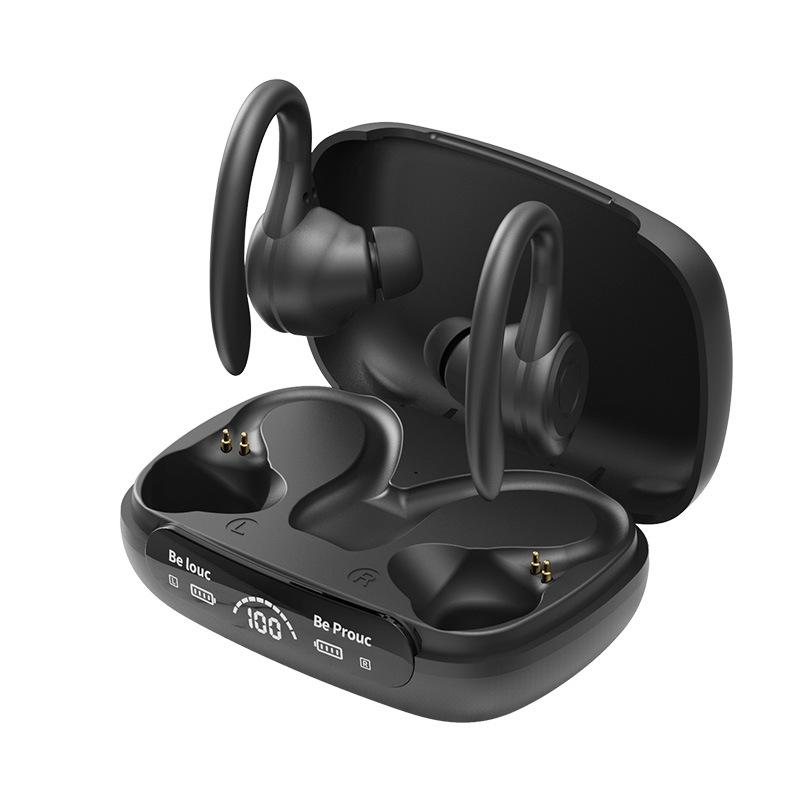 New Ear-mounted Y7 Wireless Bluetooth Headset For Sports Running Black With Digital Display