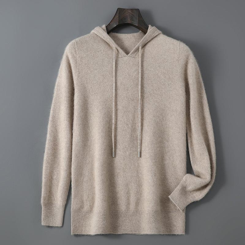 Mens Relaxed-fit Hooded Sweatshirt With Long Sleeves For Casual Wear Raw Velvet Camel 2XL