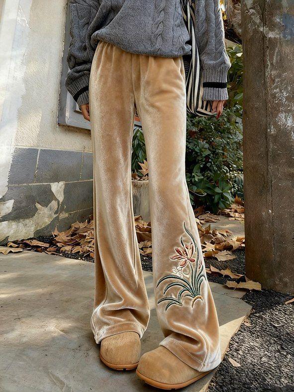 Chinese-style Retro High-waisted Casual Straight-leg Pants That Elongate The Legs Brown 3XL
