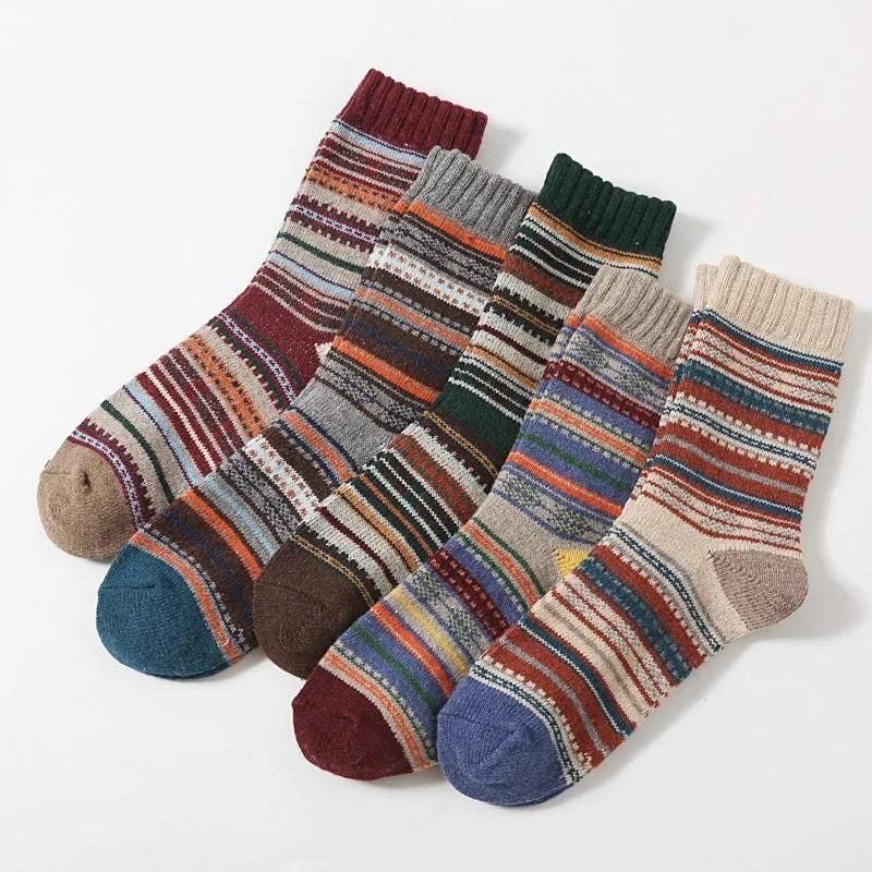 Men's Socks Horizontal Terry 5 Pairs Of Free Size
