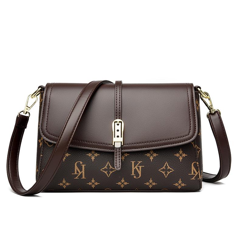 Womens Printed High-Capacity Shoulder Bag KJ Brown