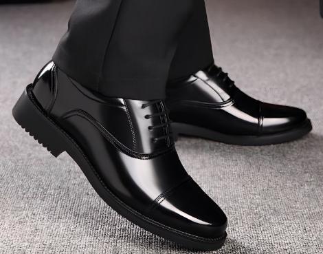 Genuine Leather Three-joint Men's Business Casual Formal Wear Leather Shoes Black 45