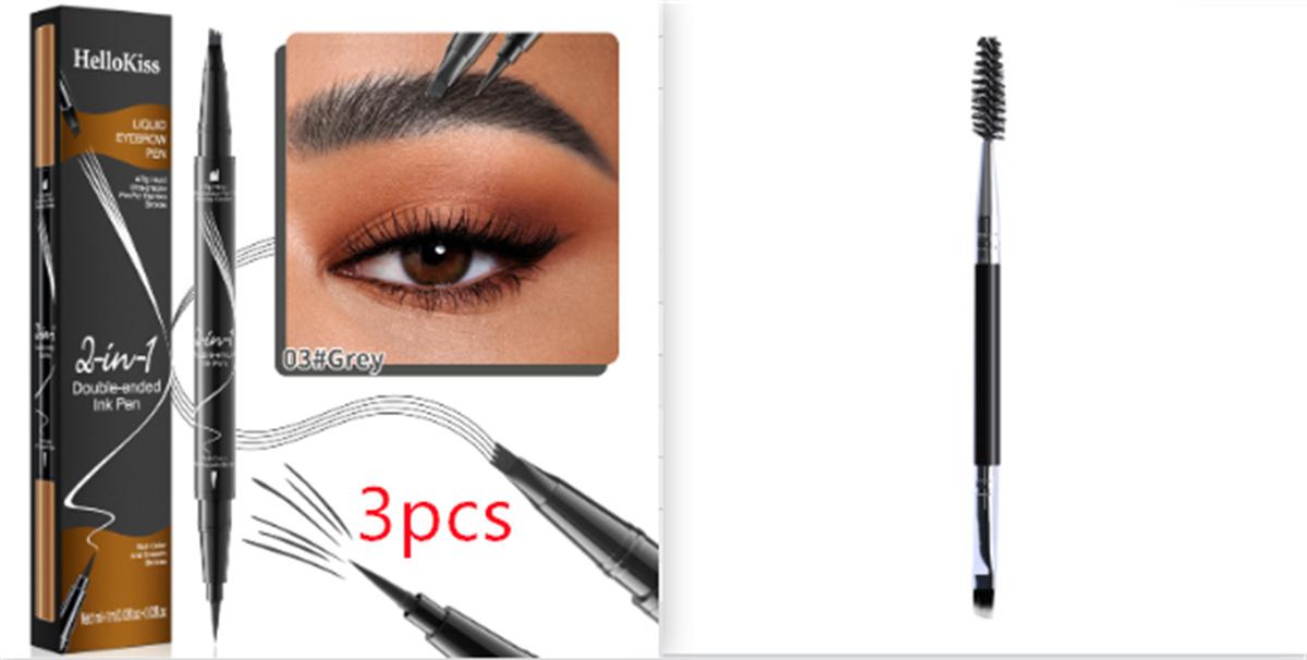 Double-headed Liquid Eyebrow Pencil Quick-drying Sweat-resistant Not Smudge 03 Grey set1