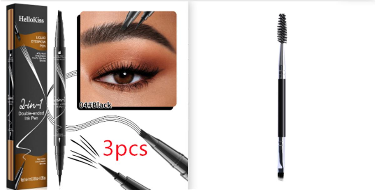 Double-headed Liquid Eyebrow Pencil Quick-drying Sweat-resistant Not Smudge 04 Black set1