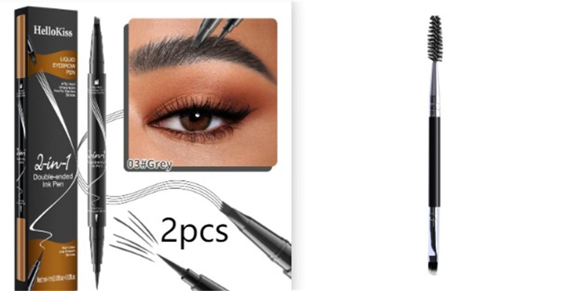 Double-headed Liquid Eyebrow Pencil Quick-drying Sweat-resistant Not Smudge 03 Grey set3