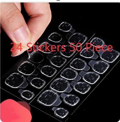 Upgraded Ultra-thin Jelly Glue Nail Stickers Super Sticky Fake Nails Double-sided Wearable 24 Stickers 50 Piece Common Style