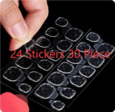 Upgraded Ultra-thin Jelly Glue Nail Stickers Super Sticky Fake Nails Double-sided Wearable 24 Stickers 30 Piece Common Style