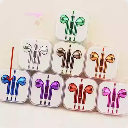 Color Plated Glossy Wired Earbuds Blue