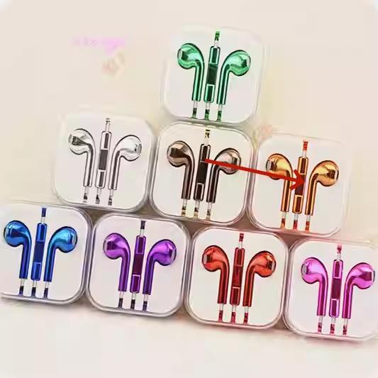 Color Plated Glossy Wired Earbuds Gold