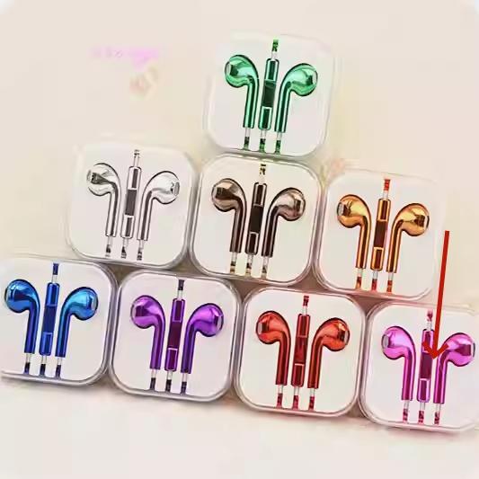 Color Plated Glossy Wired Earbuds Pink