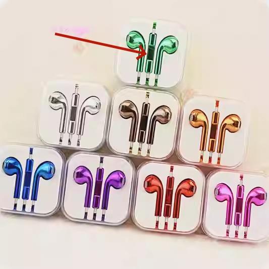 Color Plated Glossy Wired Earbuds Green
