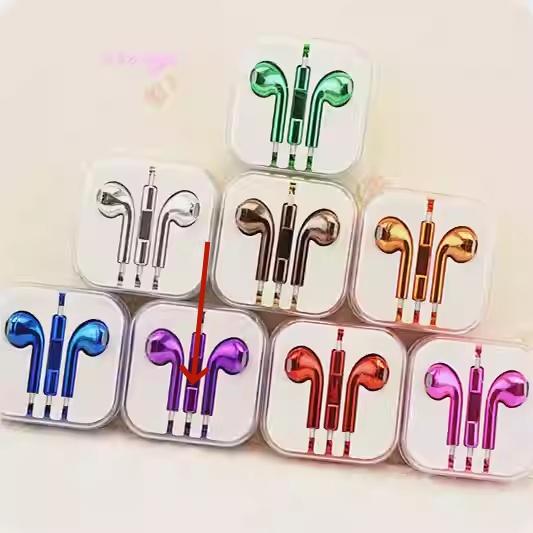 Color Plated Glossy Wired Earbuds Purple