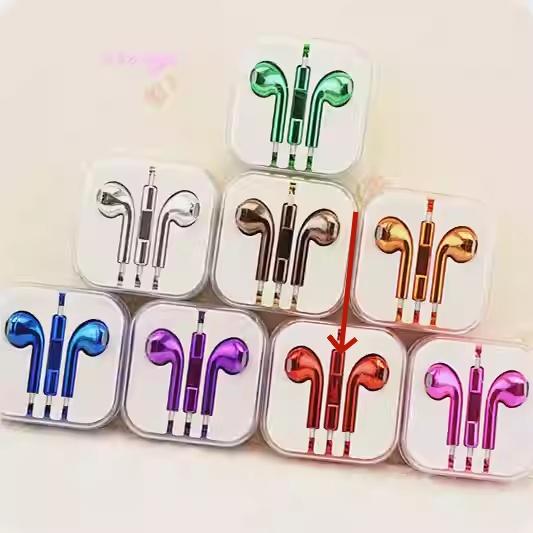 Color Plated Glossy Wired Earbuds Red