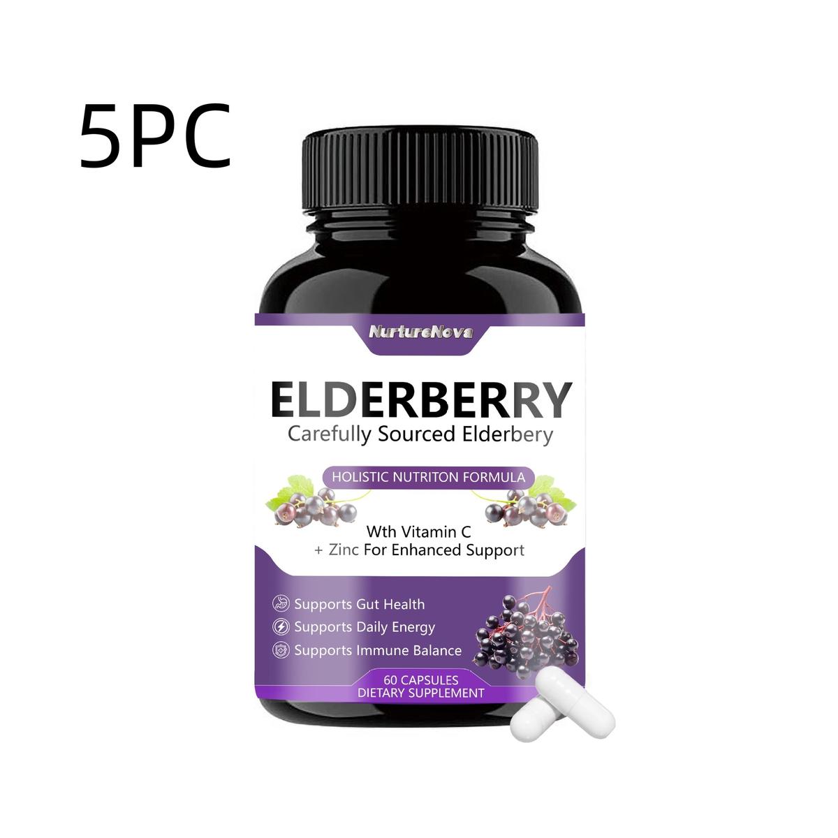 60 Elderberry Capsules 60 Tablets 5PCS