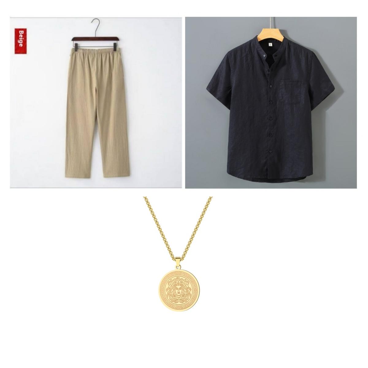 Chinese Linen Men's Loose Retro Straight-leg Pants Set 1 M