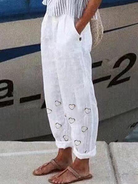 Womens Stylish High-waisted Cotton-linen Breathable Casual Pants Image 1 XL