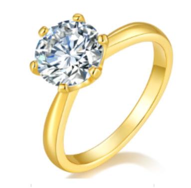 Womens Six-prong Moissanite Closed-back Ring Gold US5 1Carat