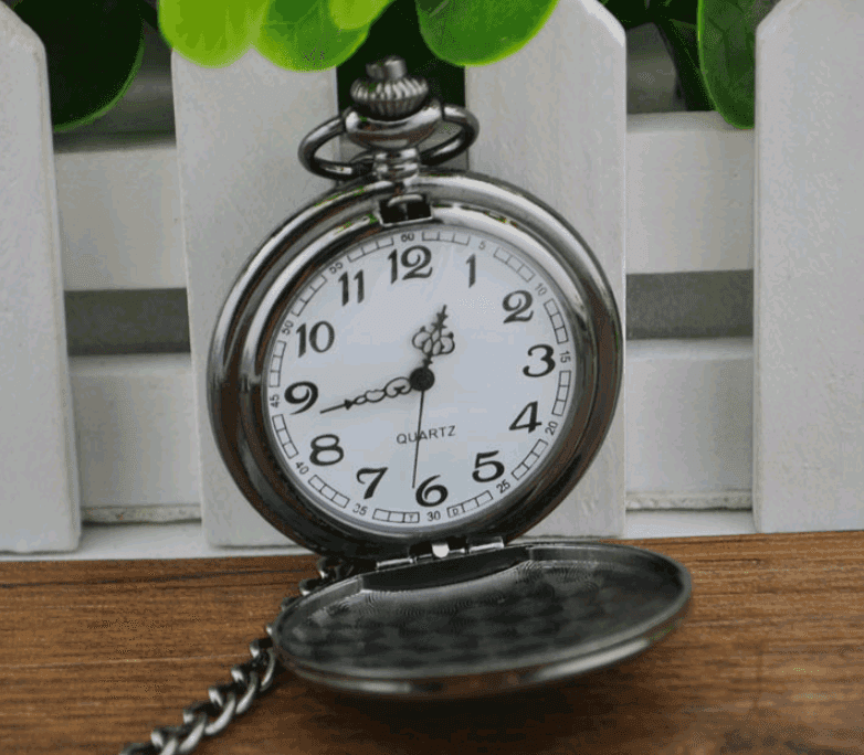 Tungsten steel polished black Continental fashion retro flip pocket watch men and women antique gift watch pocket watch