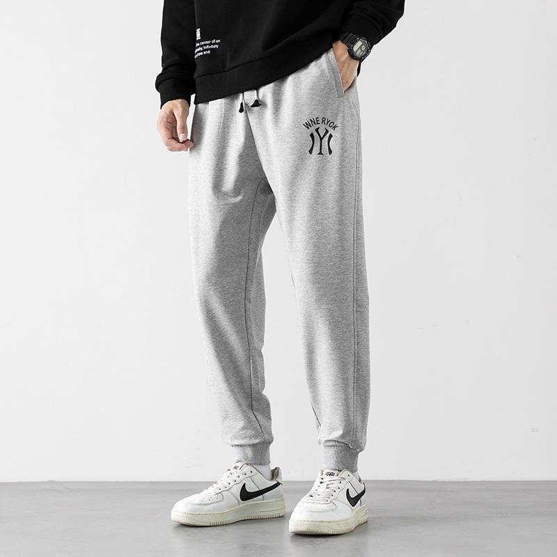 Plush Men's Sweatpants Loose Letter Print Bouquet Feet Pants