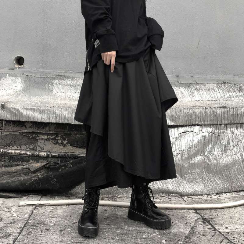 Wide-Leg Hakama Loose Women's Skirt With Irregular Levels
