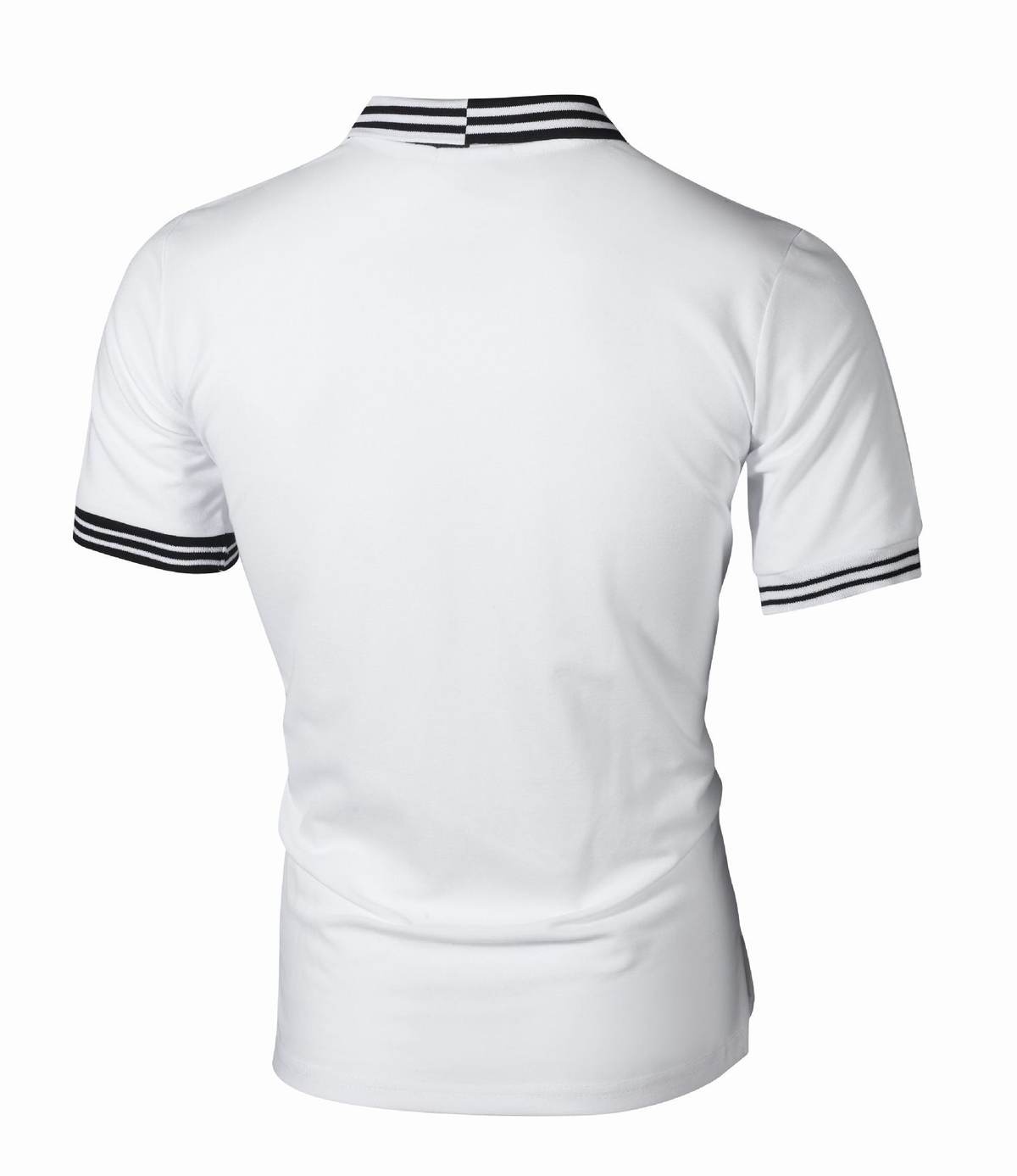 New Men's Simple Striped Color Matching Slim Casual Polo Fir