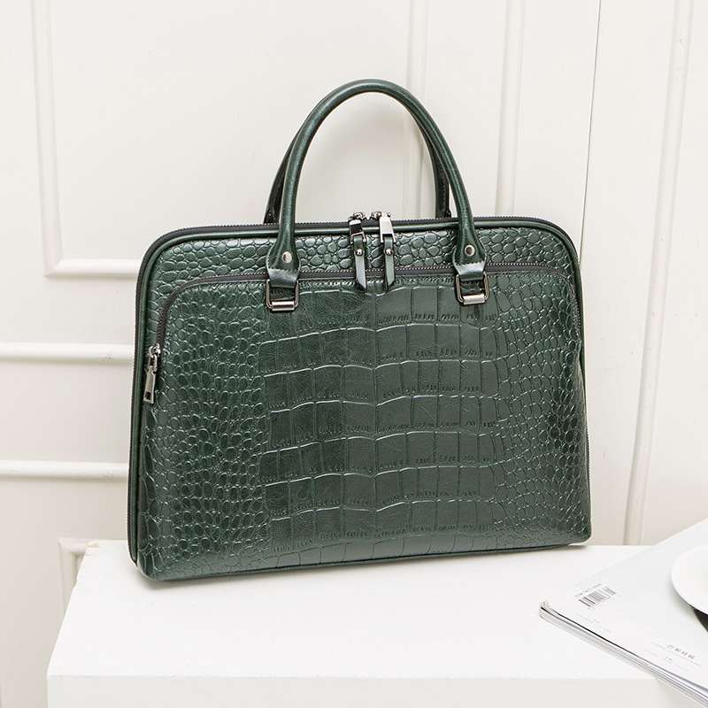 New Style Cowhide Lady Briefcase Large Capacity Business Handbag A4 Document Bag Computer Bag