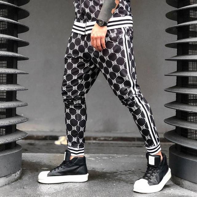 Sports Striped Sweatpants Men's Youth Casual Plaid Pants
