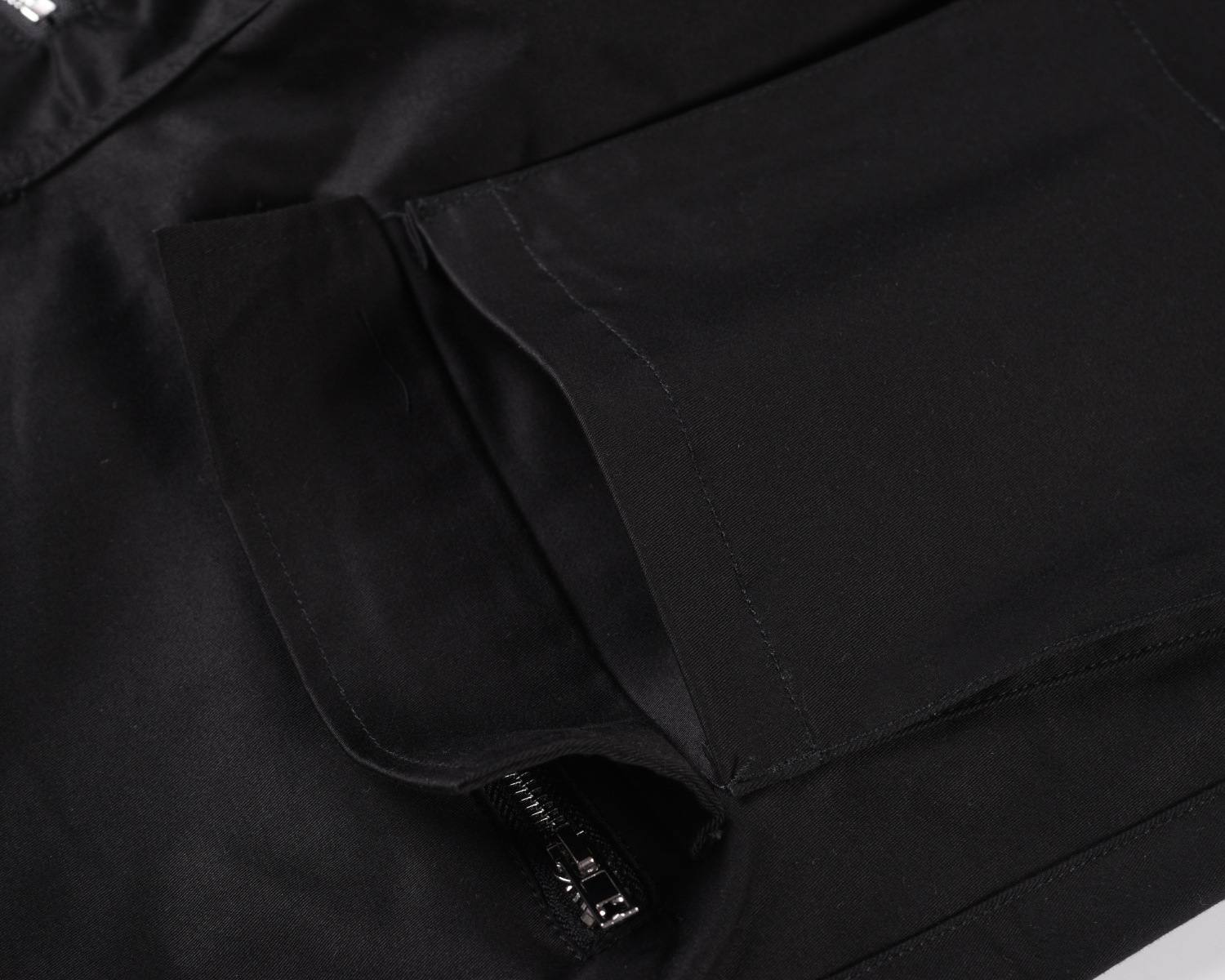 High Street Dark Black Zipper Function Multi-pocket Cargo Trousers Hip-hop Trendy Trousers With Slits