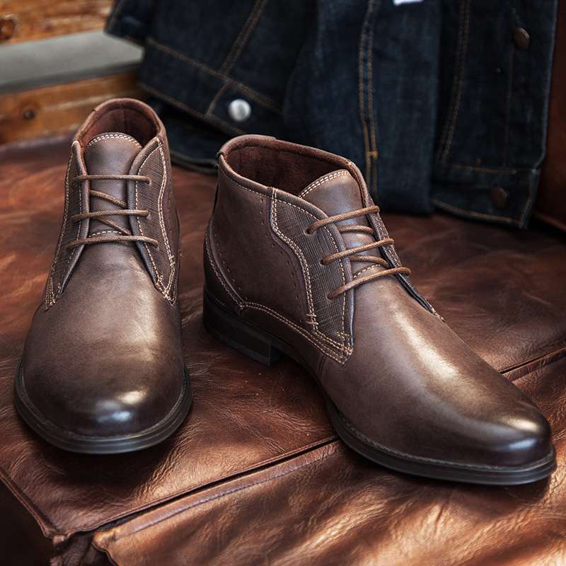High-top Shoes British Gentleman First Layer Cowhide Men's Boots