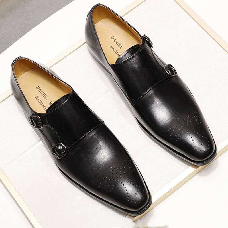 Casual Men's Shoes Double-breasted Top Layer Cowhide