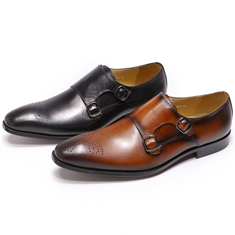 Casual Men's Shoes Double-breasted Top Layer Cowhide