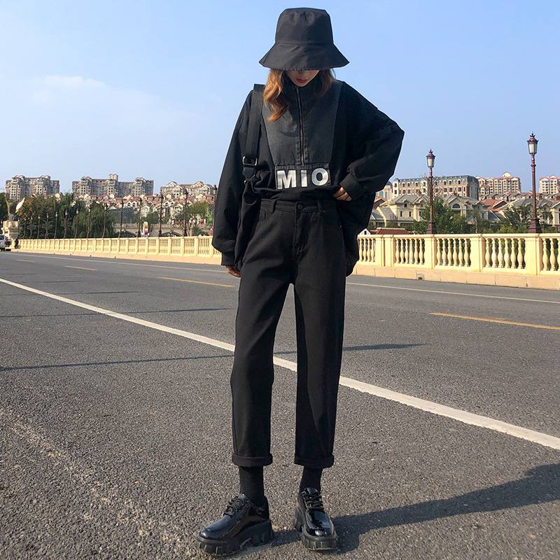 Women's Jeans Korean Style Straight Wide Leg Pants High Waist Drape