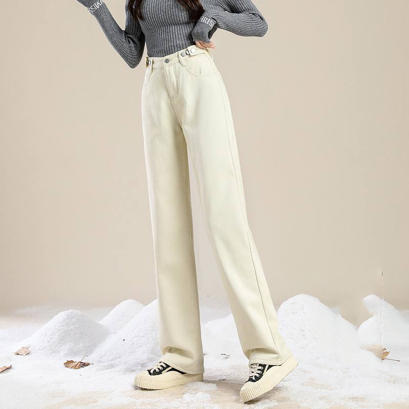 Fashion Simple Casual High Waist Plus Velvet Jeans