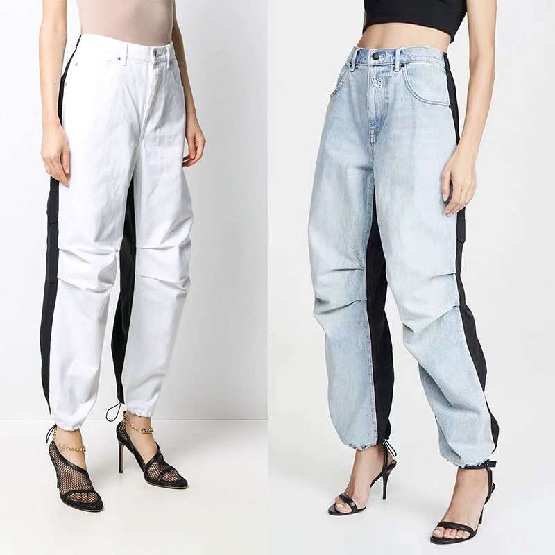 Personality Stitching Casual Jeans Elastic Overalls