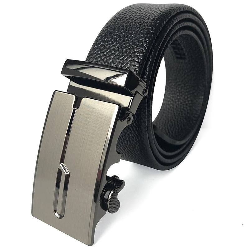 Scratch-resistant Edging Microfiber Belt Men's Automatic Buckle With Lychee Pattern