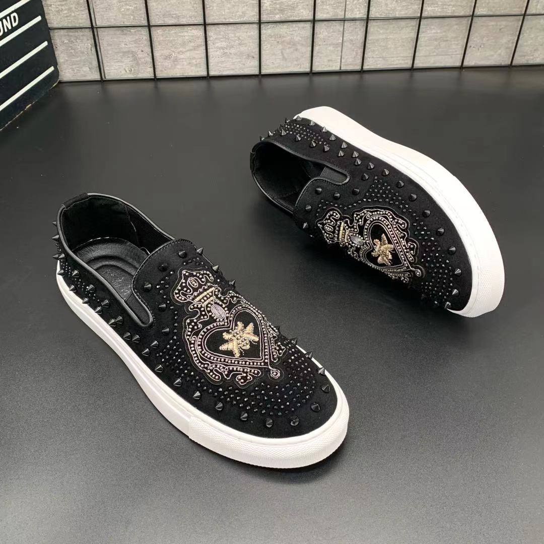 Fashion Men's Slip-on Hot Diamond Leather Shoes