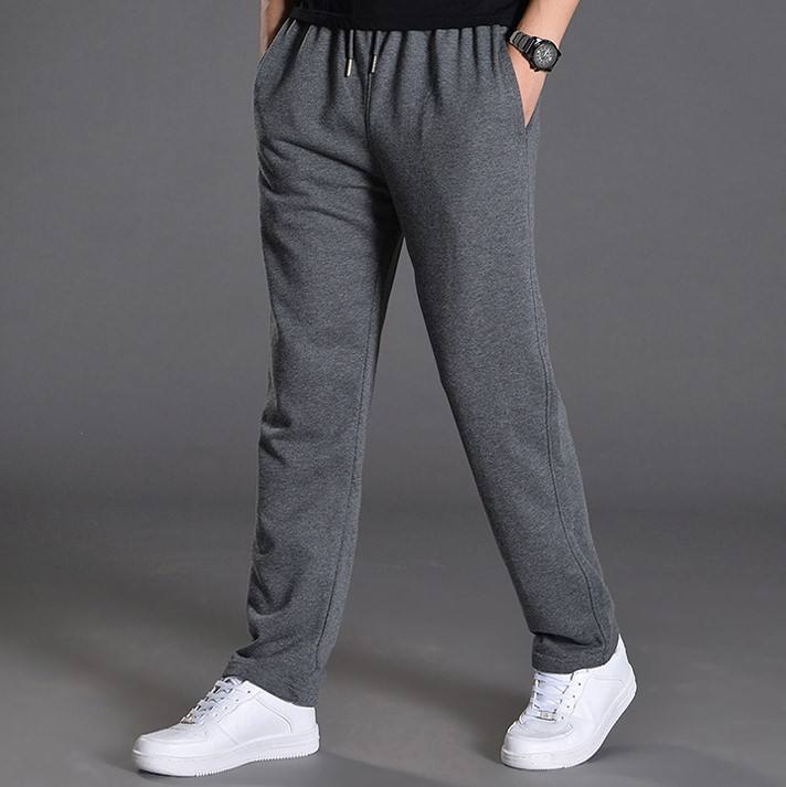 Men's Cotton Trousers Straight Casual Oversized Knit Sweatpants Loose Running Pants
