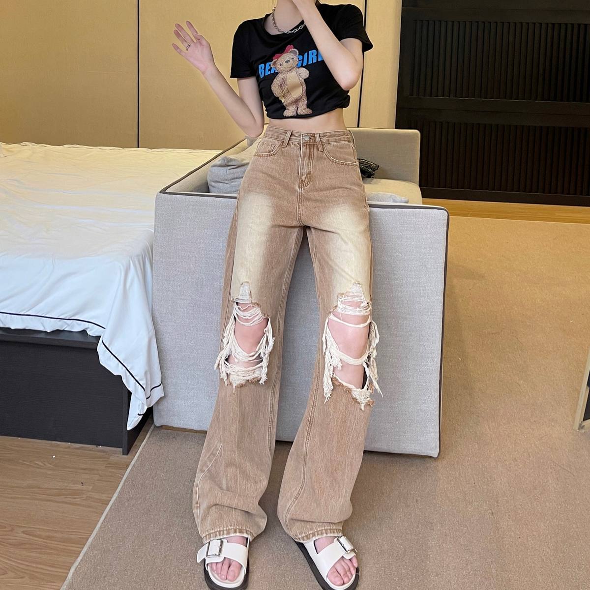 Women's Casual All Match Retro Straight Trousers